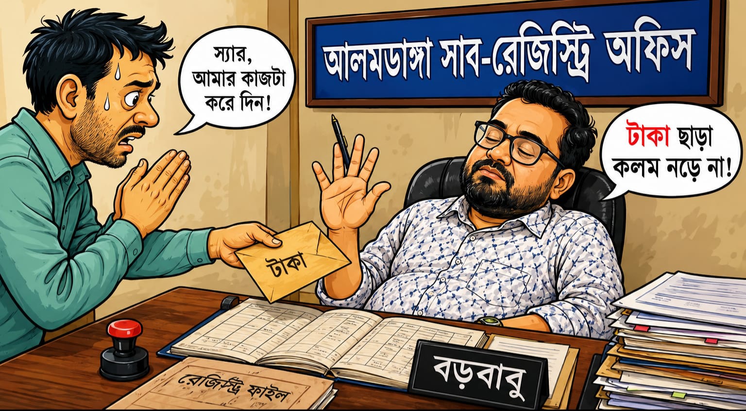 আলমডাঙ্গা সাব-রেজিস্ট্রি অফিসে ‘দলিলপ্রতি বাড়তি টাকা’ অভিযোগ বড়বাবুর বিরুদ্ধে